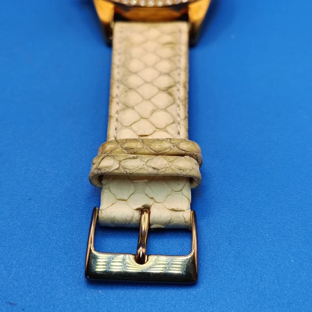 Vintage 2006 Bradgley Mischka Mother of Pearl 40mm Womens Watch Snake Skin Strap